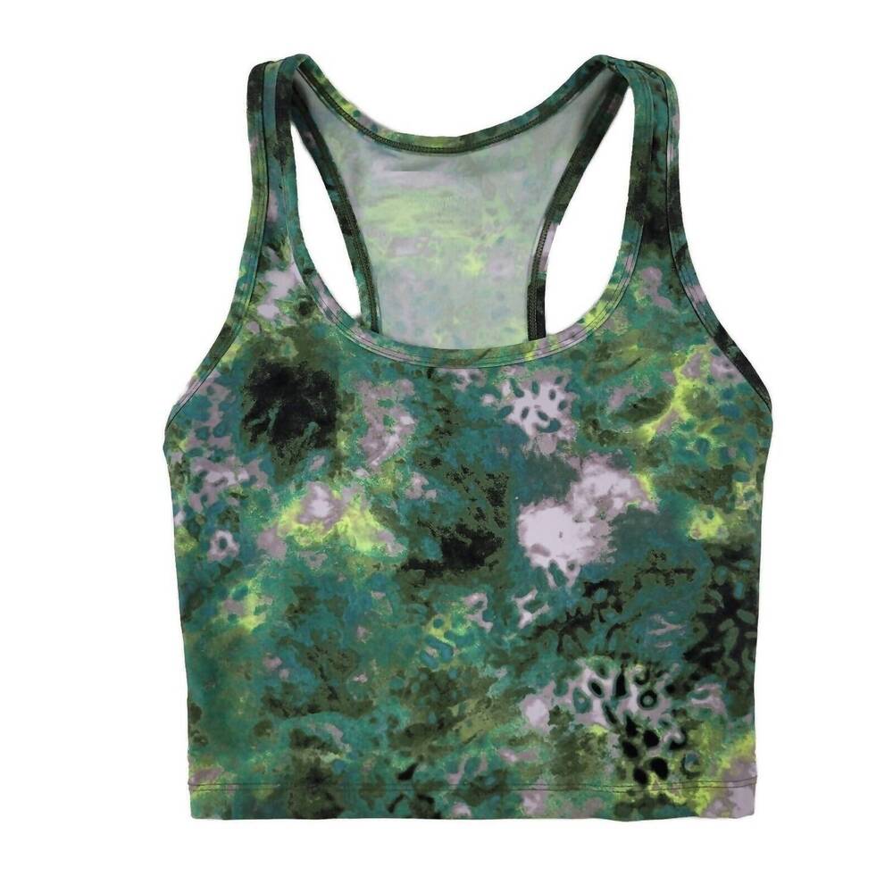 NEW CALVIN KLEIN women's tie dye racerback cropped tank in lime volt